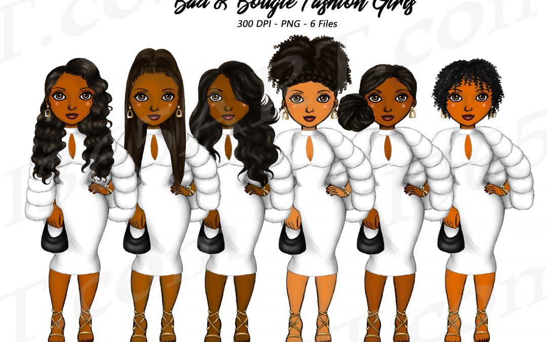 Bougie Black Girl Clipart PNG Fashion Girls – Natural Hair PNG