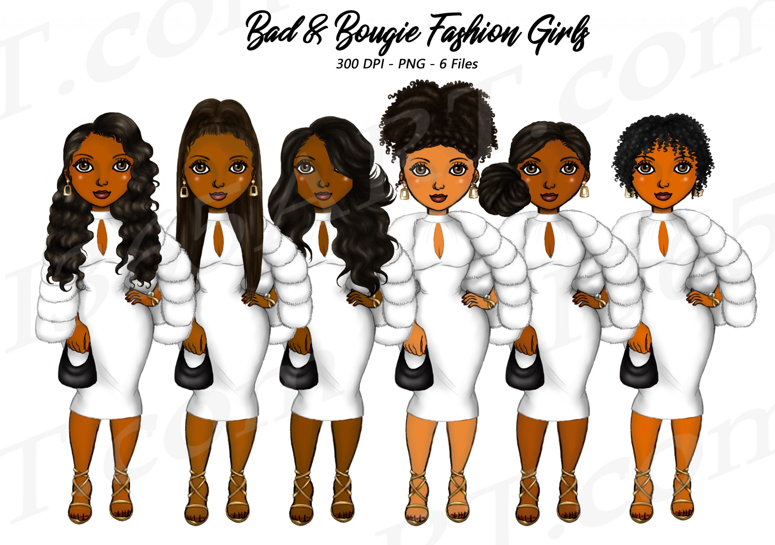 Bougie Black Girl Clipart PNG Fashion Girls - Natural Hair PNG - I 365 Art