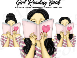 Dark Haired Woman Reading Clipart