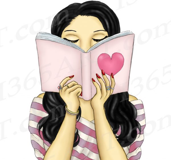 Dark Haired Woman Reading Clipart