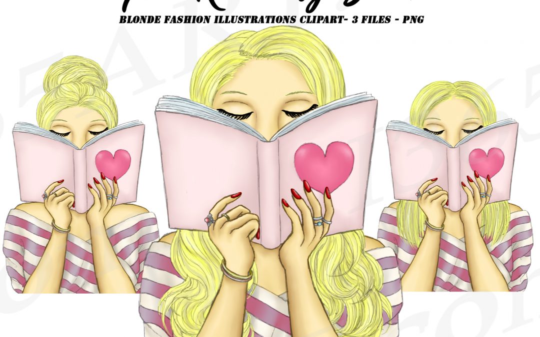 Blonde Woman Reading Clipart Girl Reading Book PNG