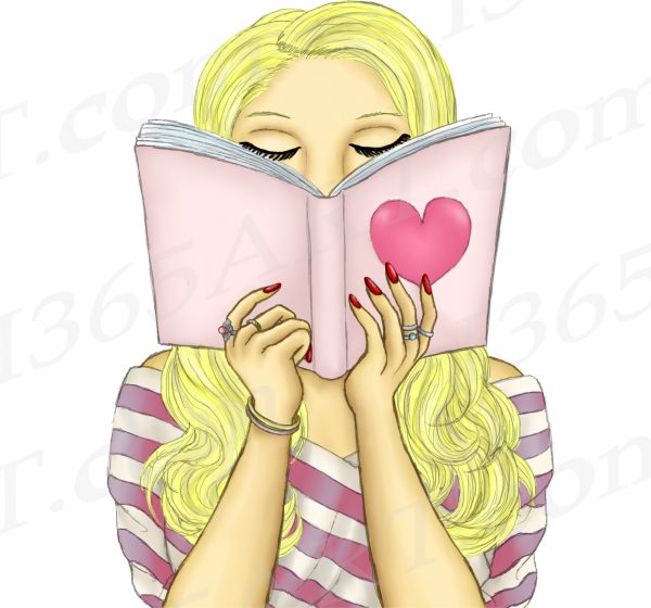 Blonde Woman Reading Clipart