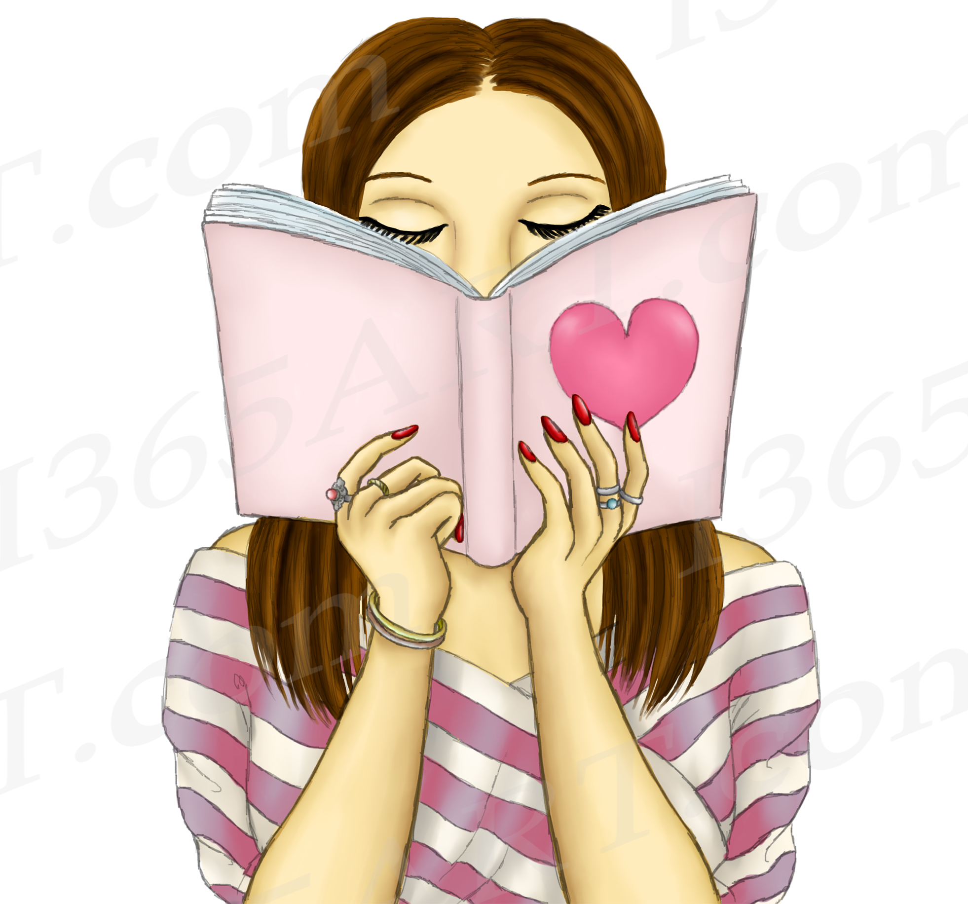 Brunette Woman Reading Clipart Girl Reading Book PNG - I 365 Art