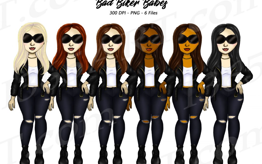 Cute Biker Girls Clipart PNG Fashion Girls Download