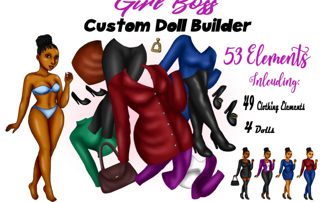 Girl Boss Business Clipart – Dress Up Girls – Customizable Paper Doll Clipart Set