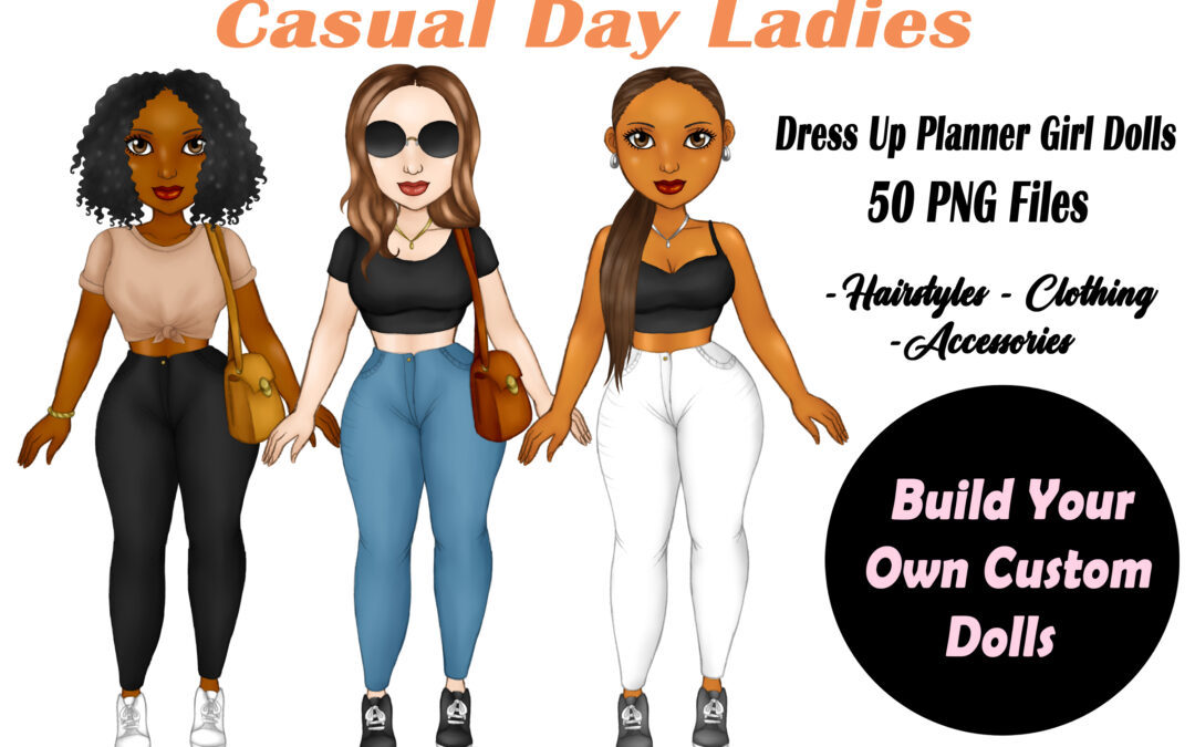 Casual Customizable Dolls Clipart – Build Your Own Doll Clipart