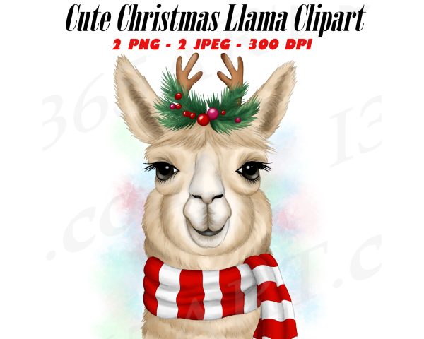 Christmas Llama Sublimation Clipart