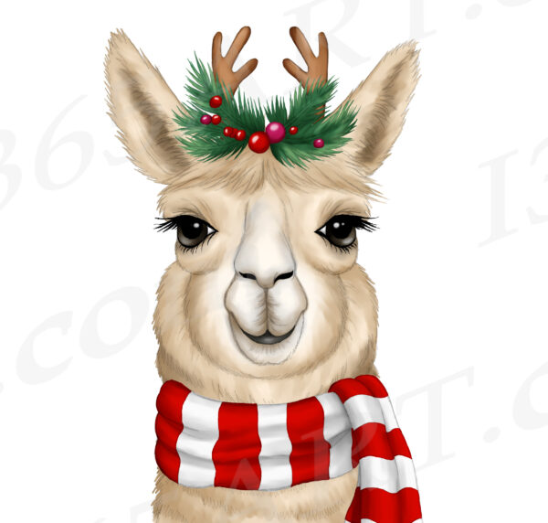 Christmas Llama Sublimation Clipart PNG