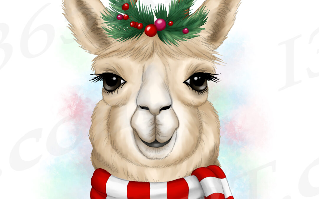 Christmas Llama Sublimation Clipart PNG