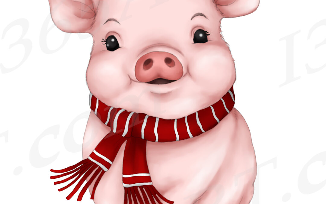 Christmas Pig Clipart Sublimation PNG