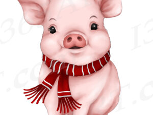 Christmas Pig Clipart