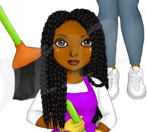 Black Cleaning Ladies Clipart