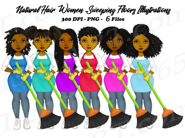 Black Cleaning Ladies Clipart