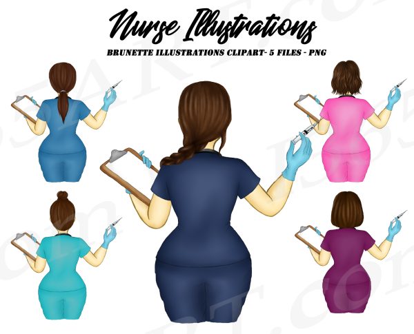 Brunette Nurses Clipart