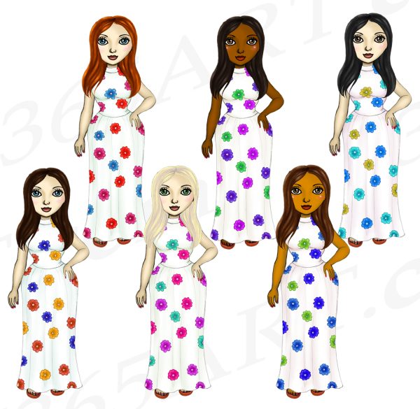 Spring Floral Girl Clipart