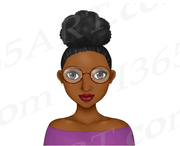 Black Women Wearing Glasses Clipart