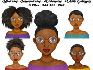 Black Women Wearing Glasses Clipart