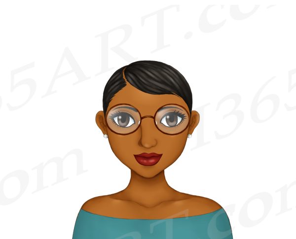 Black Women Wearing Glasses Clipart