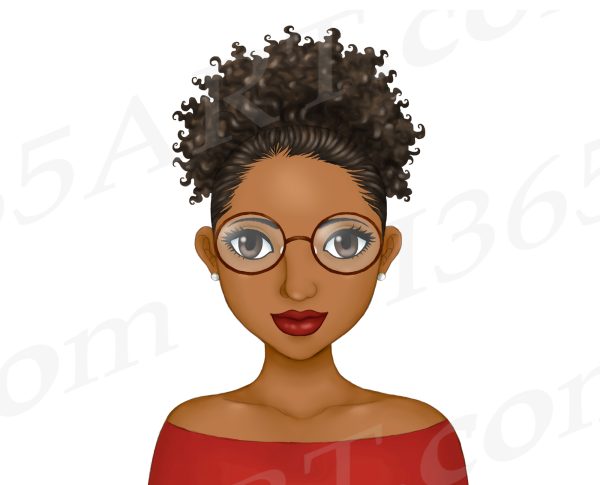 Black Women Wearing Glasses Clipart