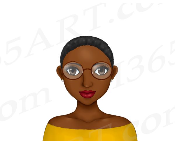 Black Women Wearing Glasses Clipart PNG - Image 6