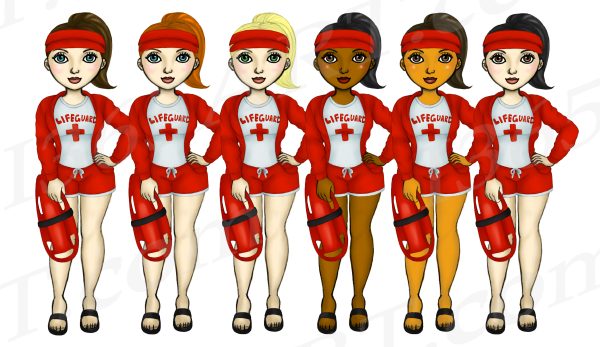 Female Lifeguards Clipart Set Download - Image 2