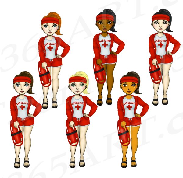 Female Lifeguards Clipart Set Download - Image 3