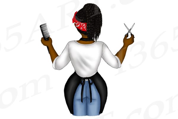 Black Woman Hairstylist Clipart