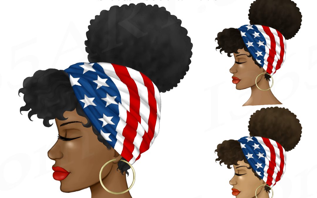 Black Woman With America Headscarf Clipart