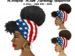 Black Woman With America Headscarf Clipart