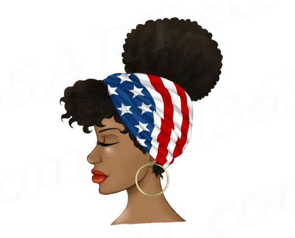 Black Woman With America Headscarf Clipart