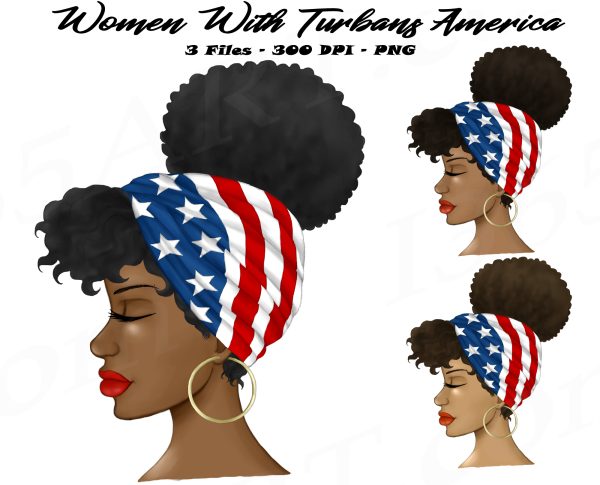 Black Woman With America Headscarf Clipart