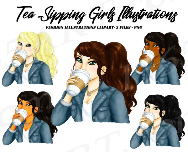 Spring Tea Girls Clipart