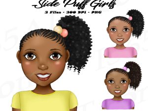 Little Black Girl Side Puff Clipart