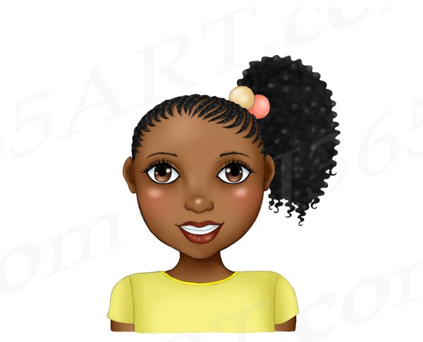 Little Black Girl Side Puff Clipart