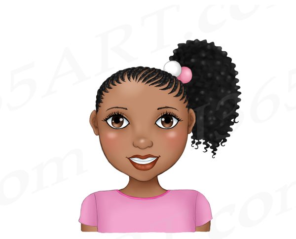 Little Black Girl Side Puff Clipart