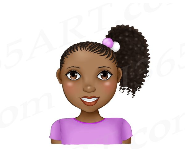 Little Black Girl Side Puff Clipart