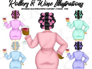 Hair Rollers Lady Clipart