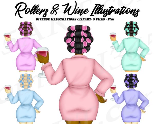 Hair Rollers Lady Clipart