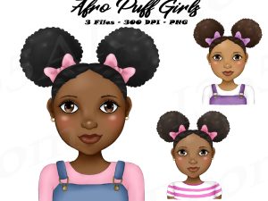 Afro Puffs Girl Clipart