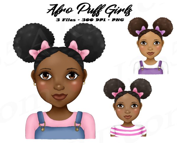 Afro Puffs Girl Clipart