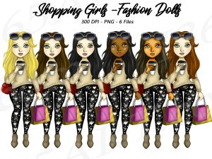 Shopping Girls Clipart