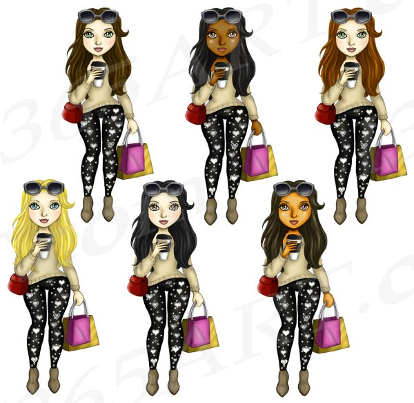 Shopping Girls Clipart