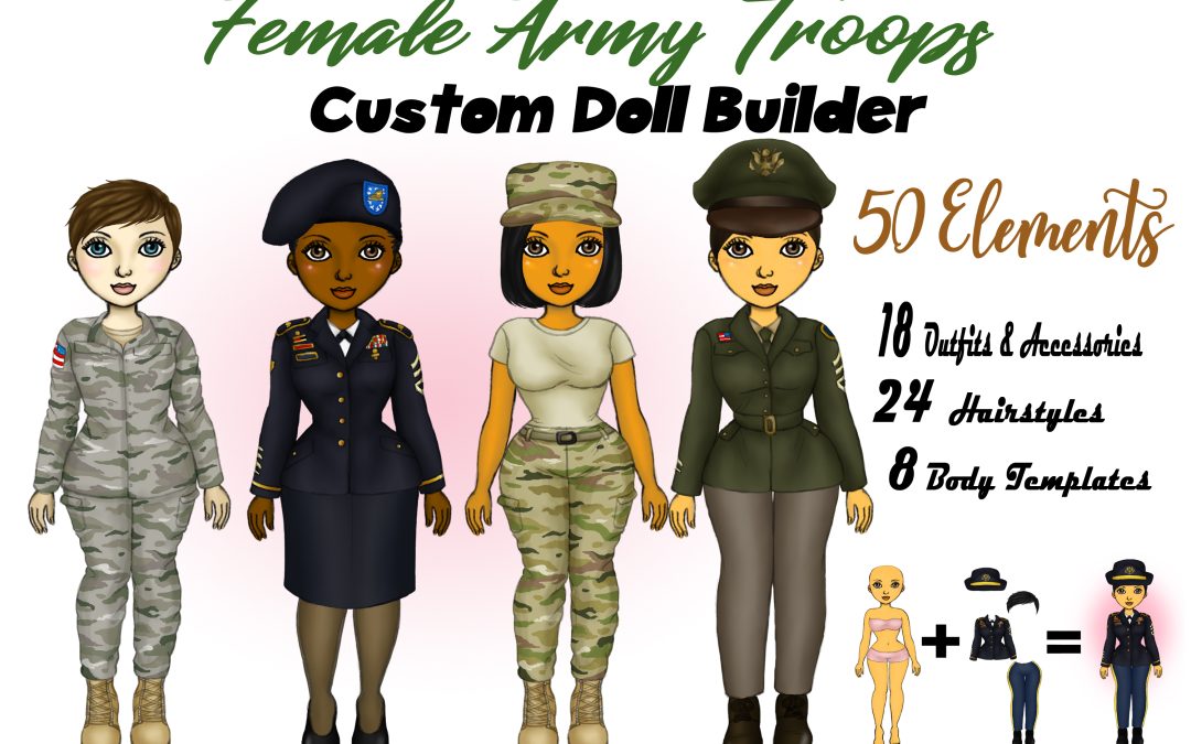 Female Army Troops Clipart Set – Best Friends PNG