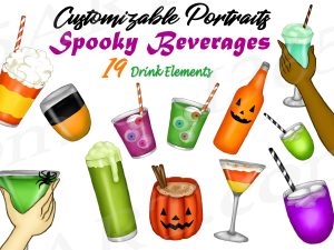 Spooky Halloween Drinks Clipart