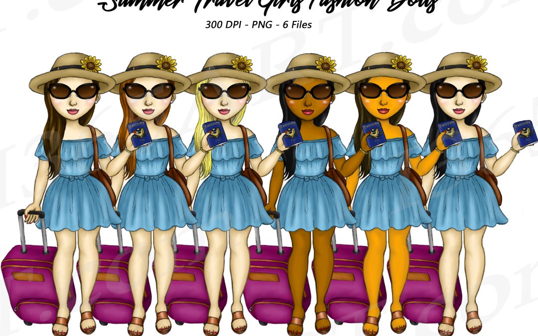 Summer Travel Girls Clipart PNG