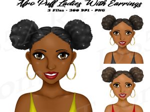 Black Woman Afro Puffs Clipart