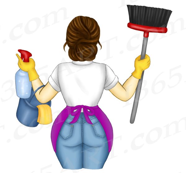 Brunette Cleaning Lady Clipart