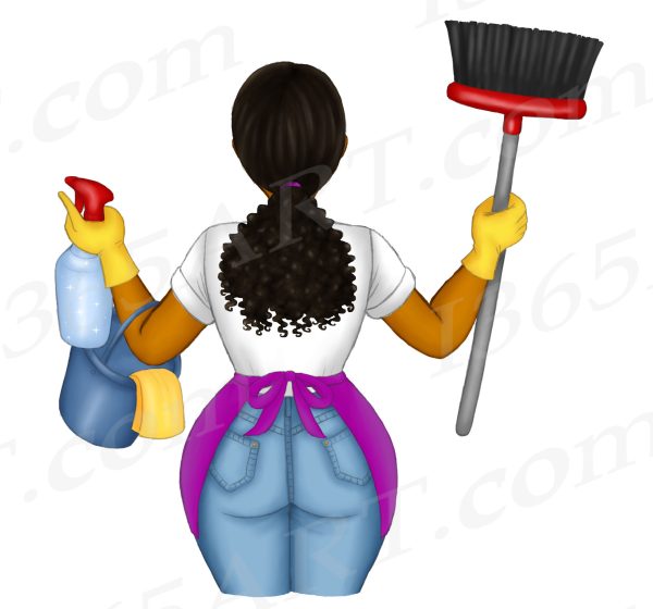 Black Cleaning Lady Clipart PNG Download - Image 4