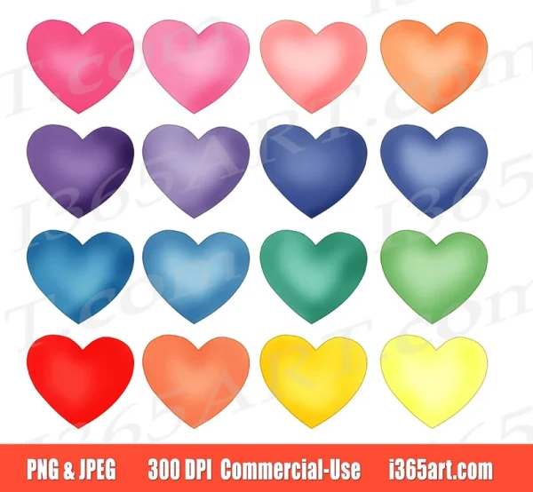 Pastel Hearts Clipart