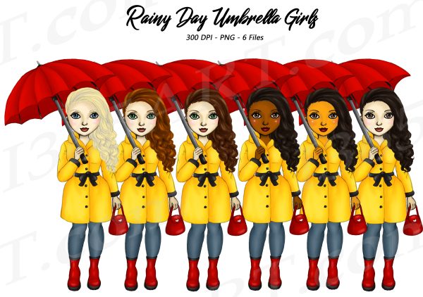 Rainy Day Girls Clipart